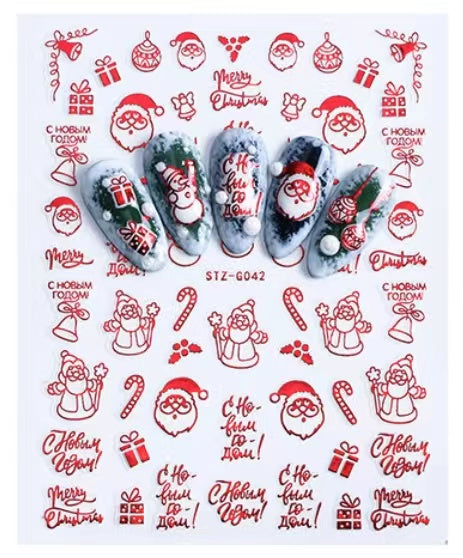 Retro Red Santa Nail Sticker