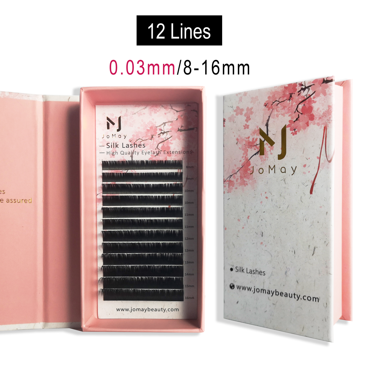 Jomay Silk individuals Lashes Extension 0.03mm 12 Lines（8-16mm）