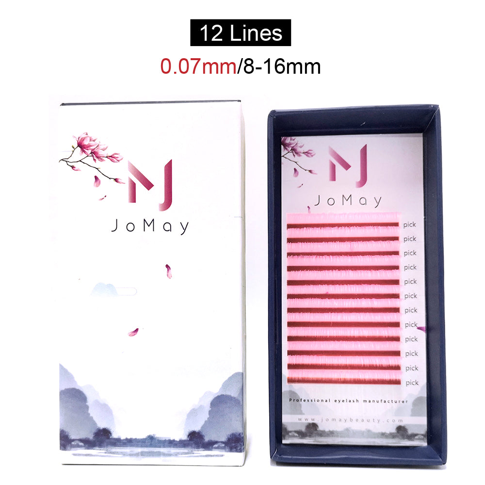 Jomay Pink Lashes 0.07mm 12 Lines(8-16mm)