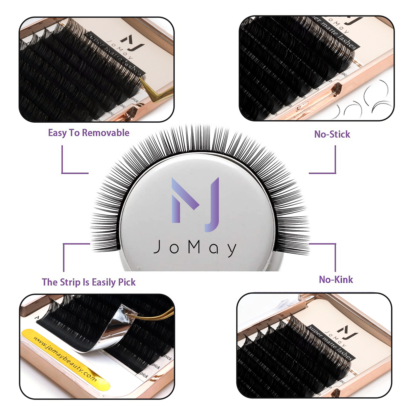 Jomay Super Matte individuals Lashes Extension 0.03mm 12 Lines（8-16mm）