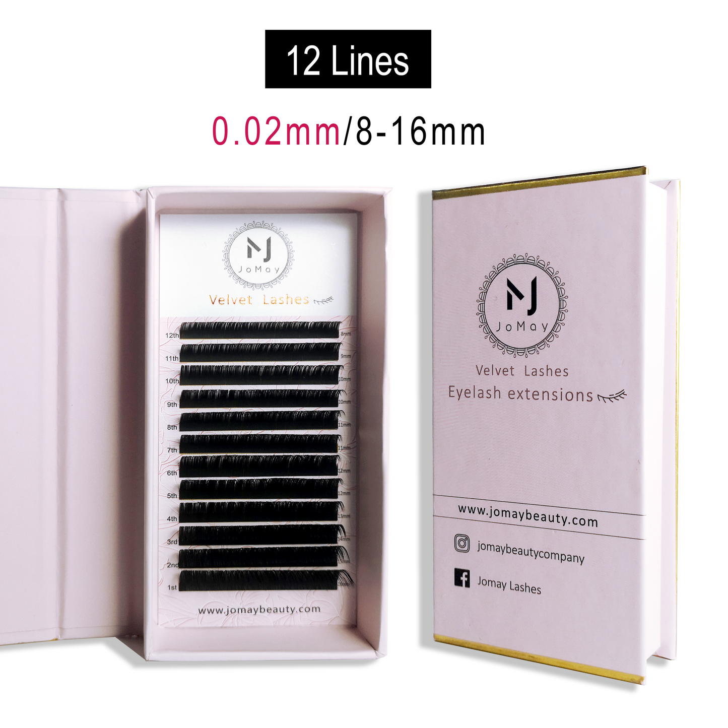 Jomay Velvet Lashes 0.02mm 12 Lines (8-16mm)