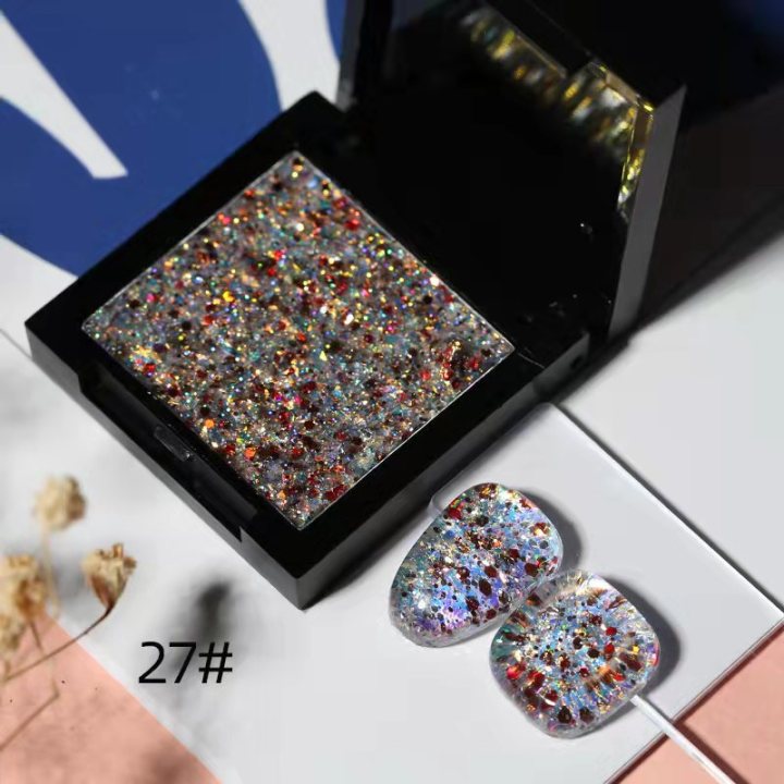 Solid glitter 36 colors flash nail powder